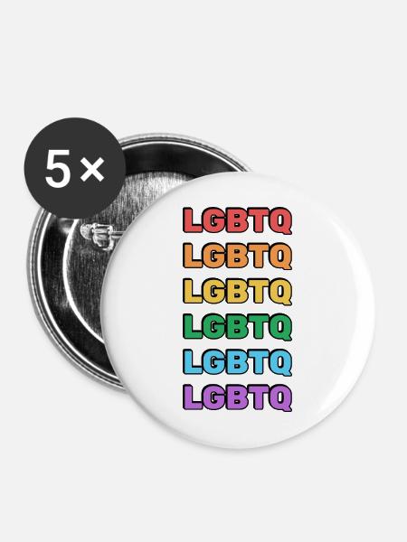 Regenbogen-LGBTQ - Buttons mittel 32 mm (5er Pack) - Weiß