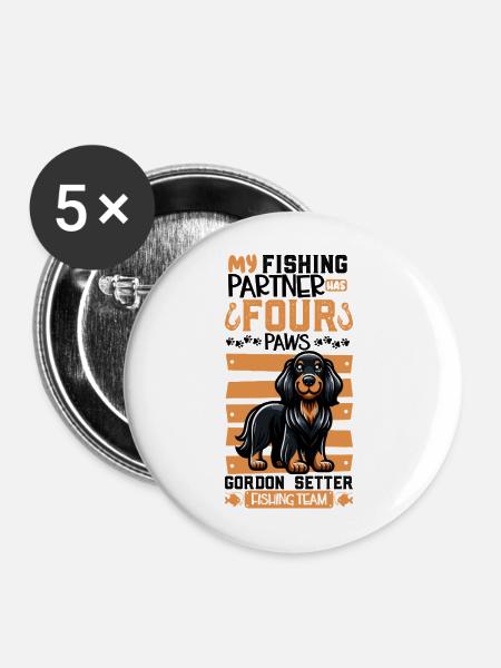 Angeln und Gordon Setter - Buttons mittel 32 mm (5er Pack) - Weiß