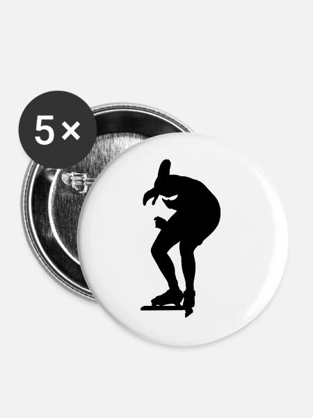 Schlittschuhlaufen - Buttons mittel 32 mm (5er Pack) - Weiß