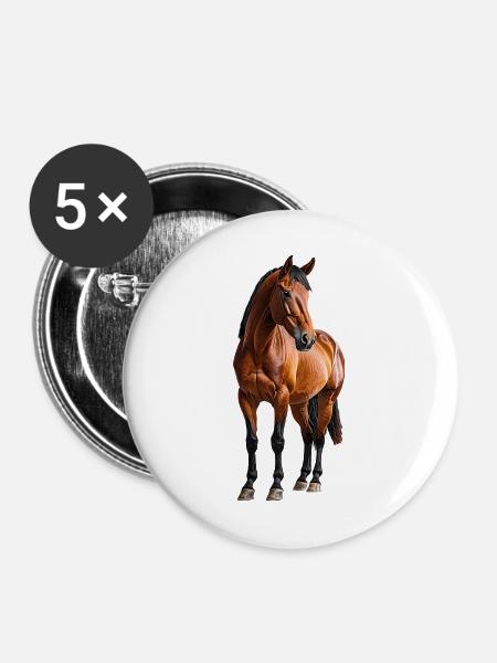 Pferd - Buttons mittel 32 mm (5er Pack) - Weiß