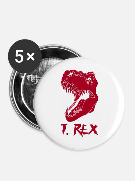 Der Rote Tyrannosaurus Rex - Buttons mittel 32 mm (5er Pack) - Weiß