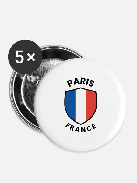 Schilddesign der Pariser Flagge - Buttons mittel 32 mm (5er Pack) - Weiß