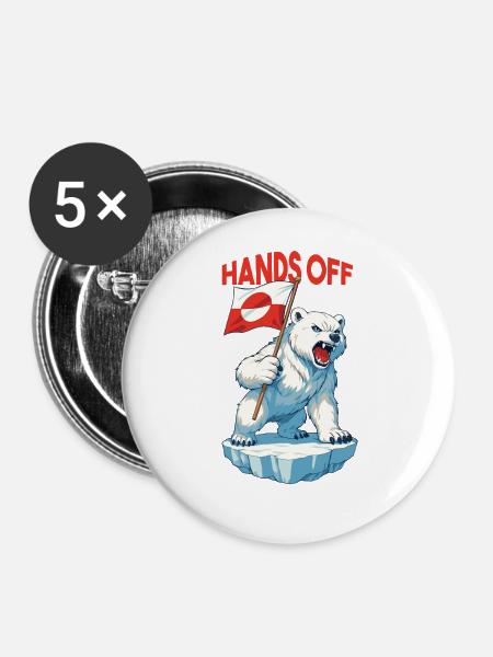 Hands Off Greenland - Buttons mittel 32 mm (5er Pack) - Weiß