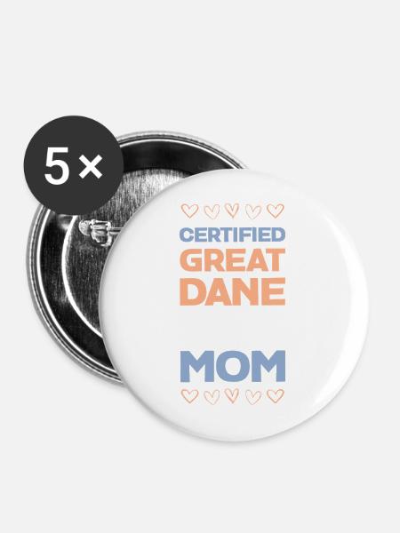Zertifizierte Great Dane Mama - Buttons mittel 32 mm (5er Pack) - Weiß