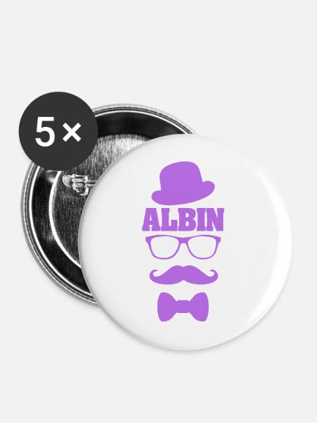 Geschenk für Albin - Buttons mittel 32 mm (5er Pack) - Weiß