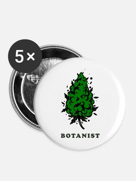 Botaniker. Bud Silhouette - Buttons mittel 32 mm (5er Pack) - Weiß