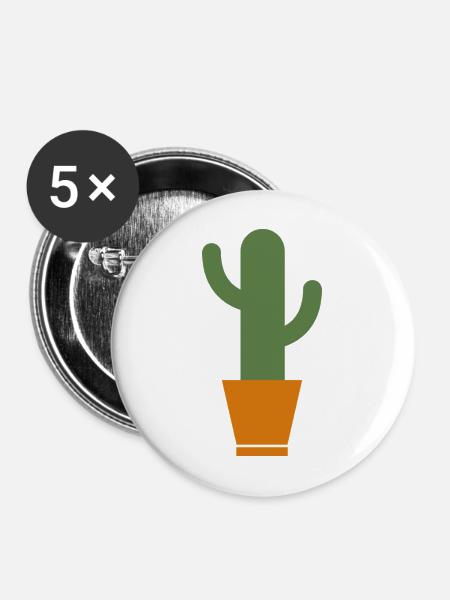Kaktus - Buttons mittel 32 mm (5er Pack) - Weiß