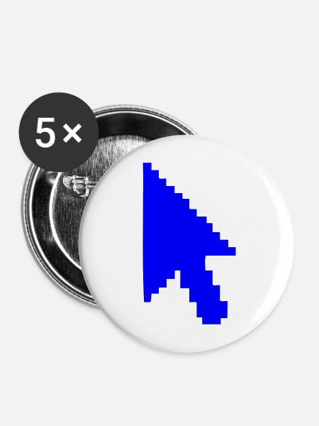 Zeiger Maus Silhouette - Buttons mittel 32 mm (5er Pack) - Weiß