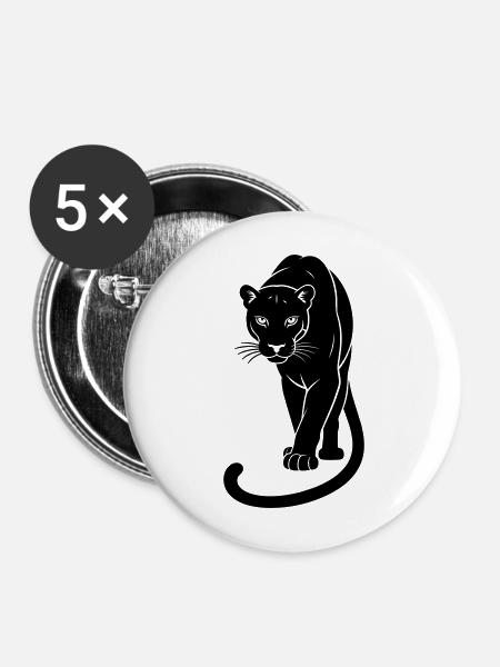 Schwarzer Jaguar - Buttons mittel 32 mm (5er Pack) - Weiß