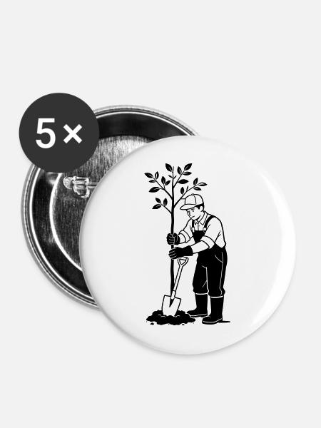 Gärtner - Buttons mittel 32 mm (5er Pack) - Weiß