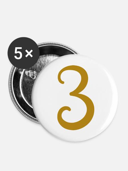 3 - Buttons mittel 32 mm (5er Pack) - Weiß
