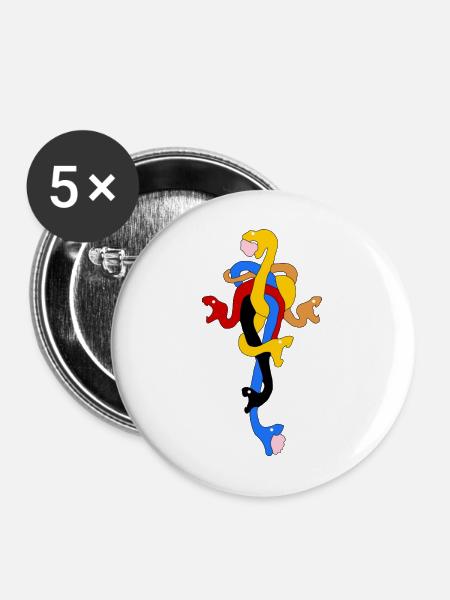 Schlangenbogen in stilisierten Farben - Buttons mittel 32 mm (5er Pack) - Weiß