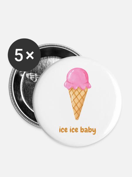 Eis eis baby - Buttons mittel 32 mm (5er Pack) - Weiß