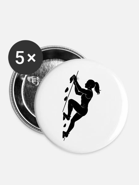 Athletische Bouldern Silhouette Frau - Buttons mittel 32 mm (5er Pack) - Weiß
