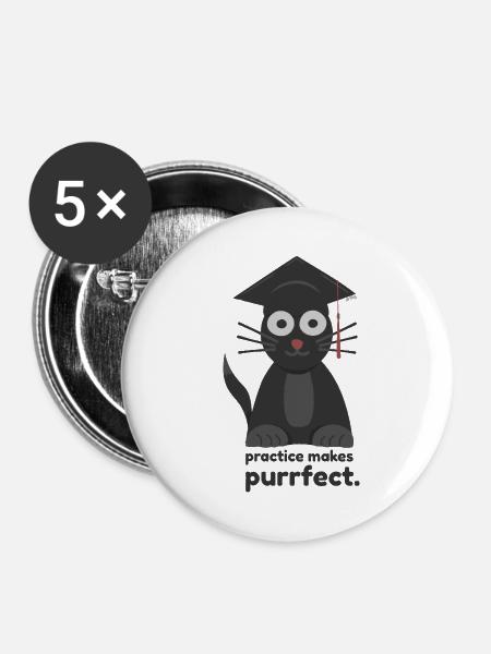 purrfect. drôlig. - Buttons mittel 32 mm (5er Pack) - Weiß