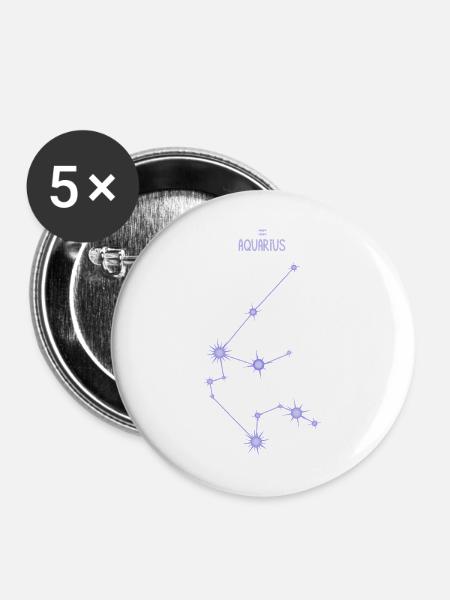 Wassermann Tierkreiszeichen Sternbild Lila - Buttons mittel 32 mm (5er Pack) - Weiß
