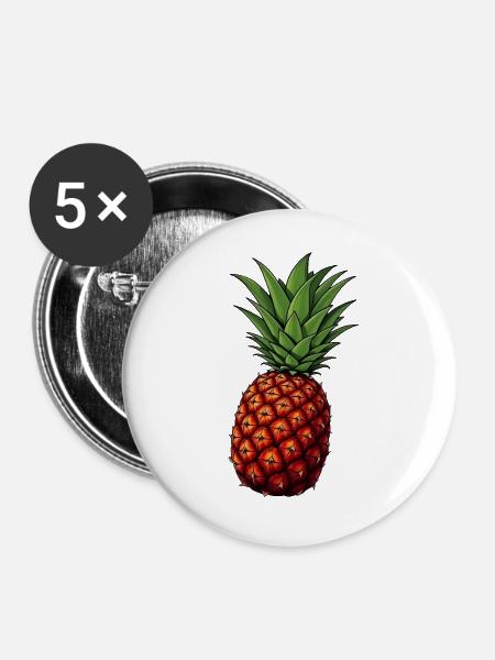 Tropic Pineapple - Buttons mittel 32 mm (5er Pack) - Weiß