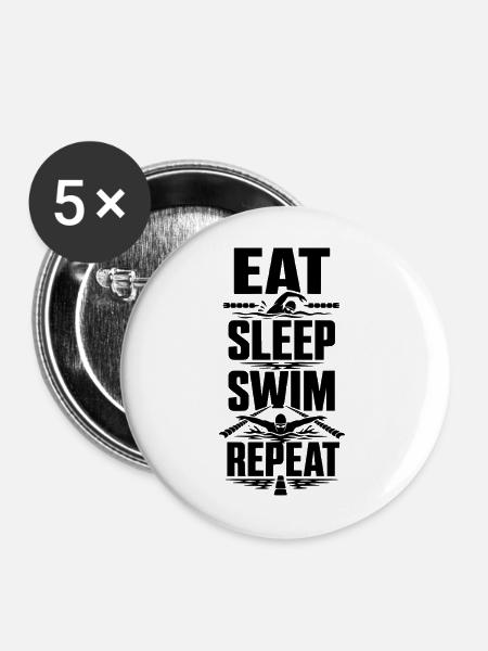 Schwimmen - Buttons mittel 32 mm (5er Pack) - Weiß