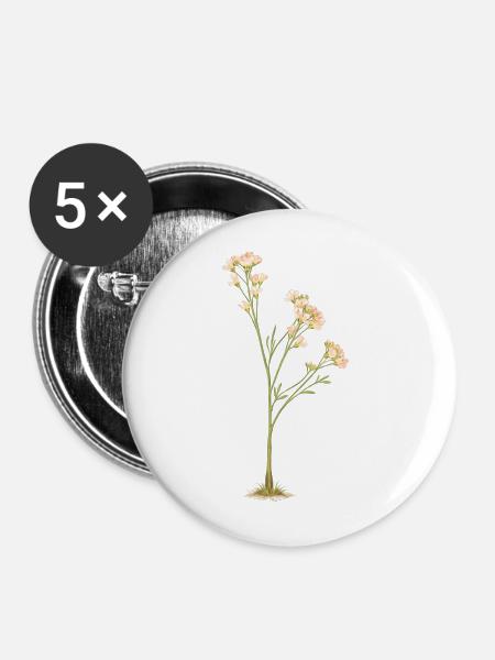 Zarte Blüten - Buttons mittel 32 mm (5er Pack) - Weiß
