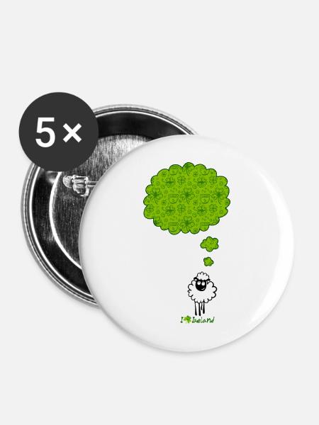 Traum von Irland - Buttons mittel 32 mm (5er Pack) - Weiß