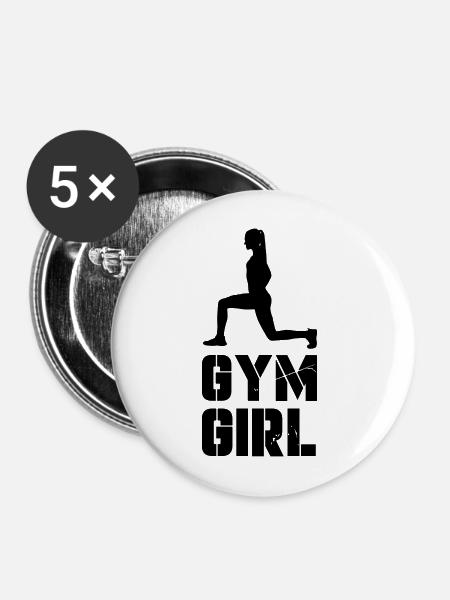 Gym Girl - Buttons mittel 32 mm (5er Pack) - Weiß