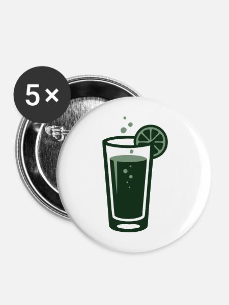 Ingwer Limonade Cocktail Glas Logo - Buttons mittel 32 mm (5er Pack) - Weiß