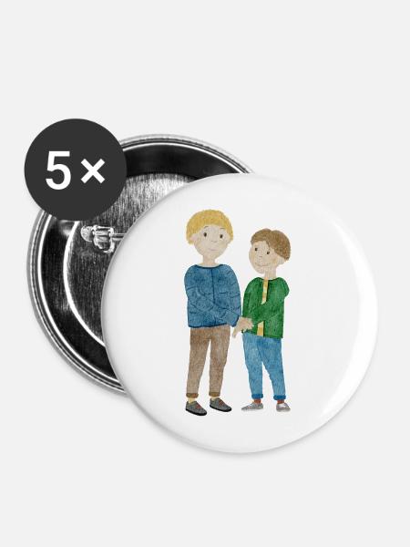 Kinderszene beste Freunde - Buttons mittel 32 mm (5er Pack) - Weiß