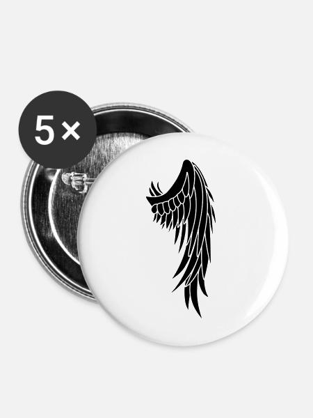 Engelsflügel - Buttons mittel 32 mm (5er Pack) - Weiß
