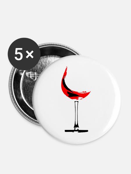 Wein - Buttons mittel 32 mm (5er Pack) - Weiß