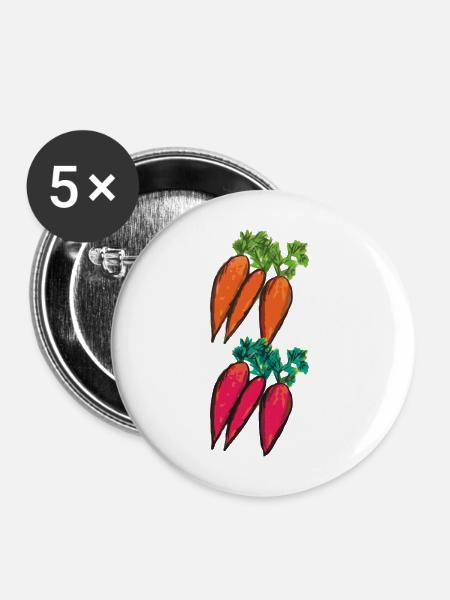 karotten sorten - Buttons mittel 32 mm (5er Pack) - Weiß