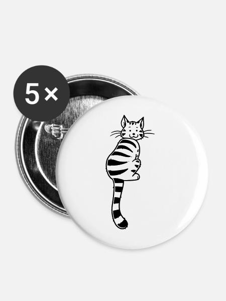 Cartoon Kitten - Buttons mittel 32 mm (5er Pack) - Weiß