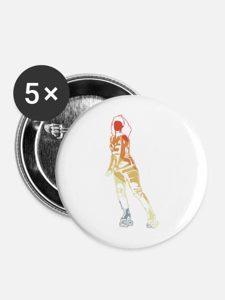 Rollschuhläuferin - Buttons mittel 32 mm (5er Pack) - Weiß