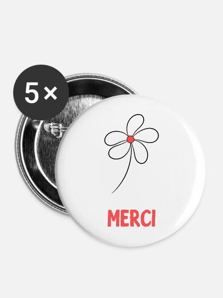 GELIEBTE. VIELEN DANK. DANKE HERRIN - Buttons mittel 32 mm (5er Pack) - Weiß