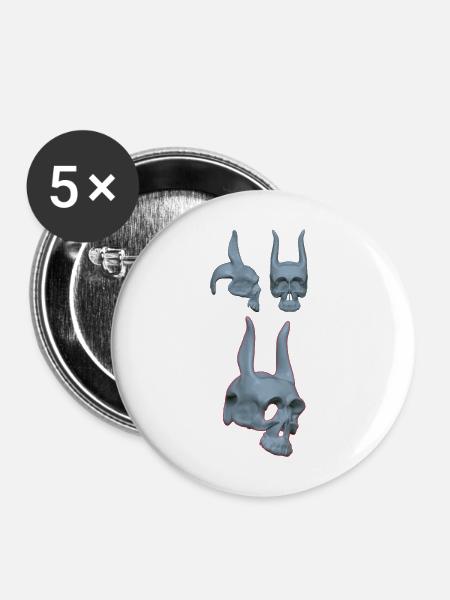 Detailliertes Hasenskelett Design - Buttons mittel 32 mm (5er Pack) - Weiß