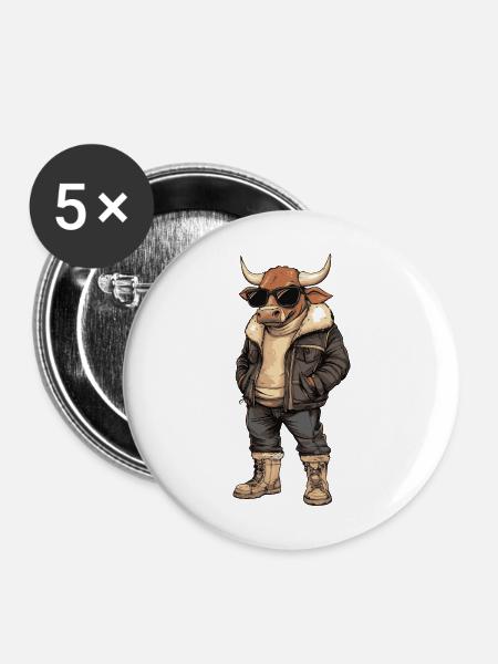 Stier Cool Winter - Buttons mittel 32 mm (5er Pack) - Weiß
