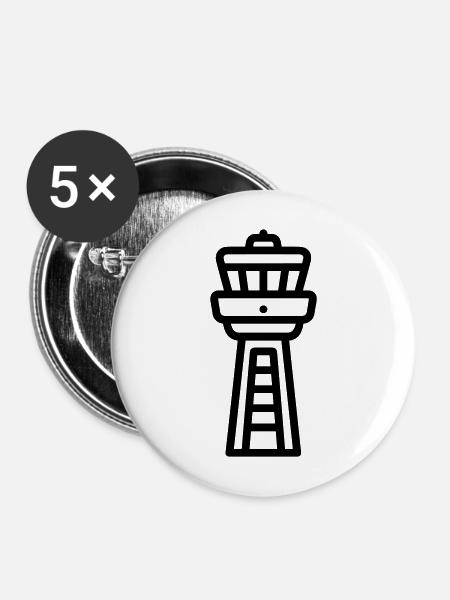 Kontrollturm - Buttons mittel 32 mm (5er Pack) - Weiß