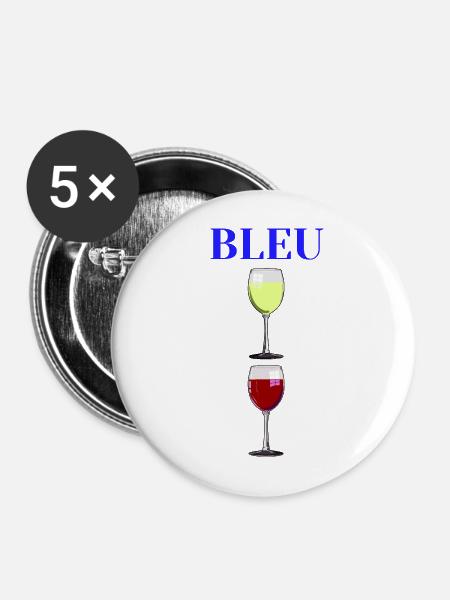 BLAU, WEISS, ROT! (Wein) - Buttons mittel 32 mm (5er Pack) - Weiß