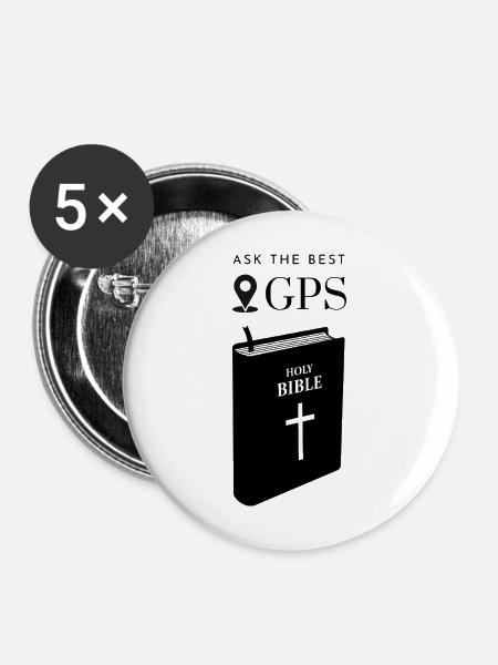 Bestes Navi ist die Bibel - Buttons mittel 32 mm (5er Pack) - Weiß