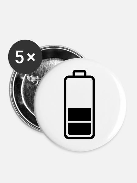 schwache Batterie - Buttons mittel 32 mm (5er Pack) - Weiß