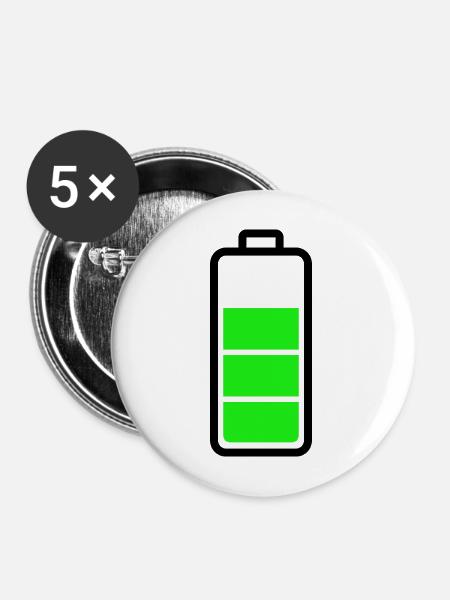 schwache Batterie - Buttons mittel 32 mm (5er Pack) - Weiß