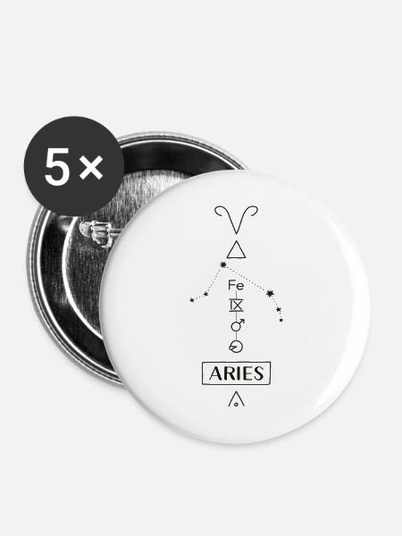 Aries - Widder Sternzeichen - schwarz - Buttons mittel 32 mm (5er Pack) - Weiß