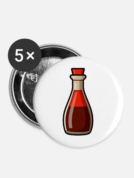 Sojasauce - Buttons mittel 32 mm (5er Pack) - Weiß