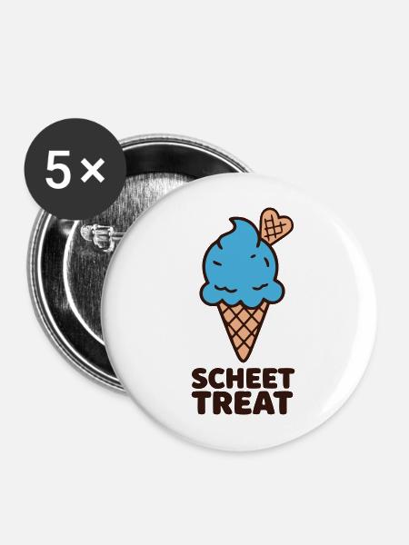 Blaue Eiscreme Schriftzug - Buttons mittel 32 mm (5er Pack) - Weiß