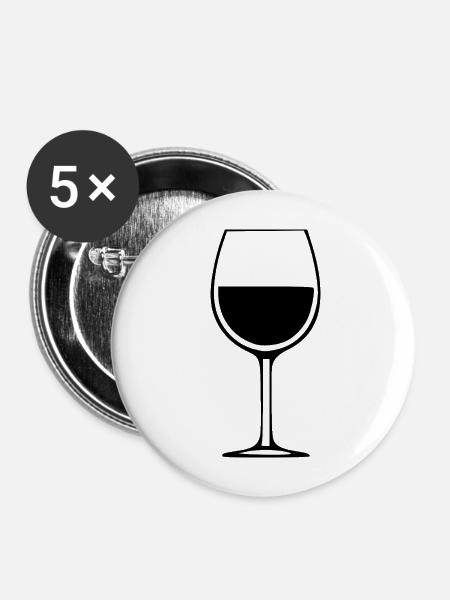Wein Weinglas Geschenk Weintrinker - Buttons mittel 32 mm (5er Pack) - Weiß