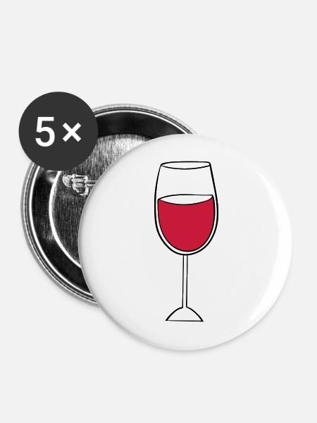 weinglas - Buttons mittel 32 mm (5er Pack) - Weiß