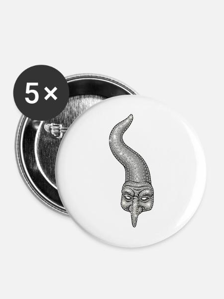 Neapolitanisches Horn mit Strasssteinen - Buttons mittel 32 mm (5er Pack) - Weiß
