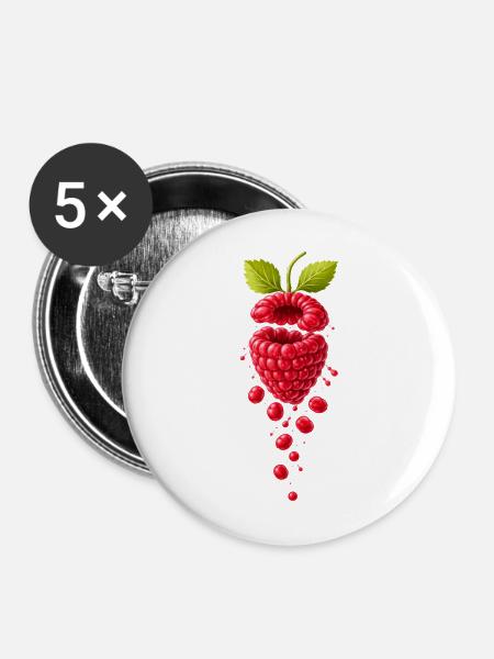 Saftige Himbeere surealistisch  - Buttons mittel 32 mm (5er Pack) - Weiß