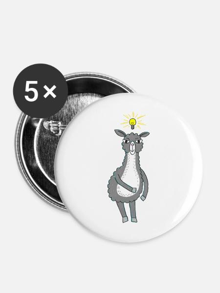 Lama hat eine Idee - Buttons mittel 32 mm (5er Pack) - Weiß