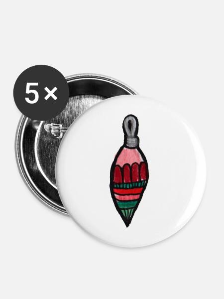 Gestreifter Tropfenornament - Buttons mittel 32 mm (5er Pack) - Weiß