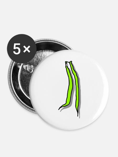 Stangenbohnen mit Schatten - Buttons mittel 32 mm (5er Pack) - Weiß